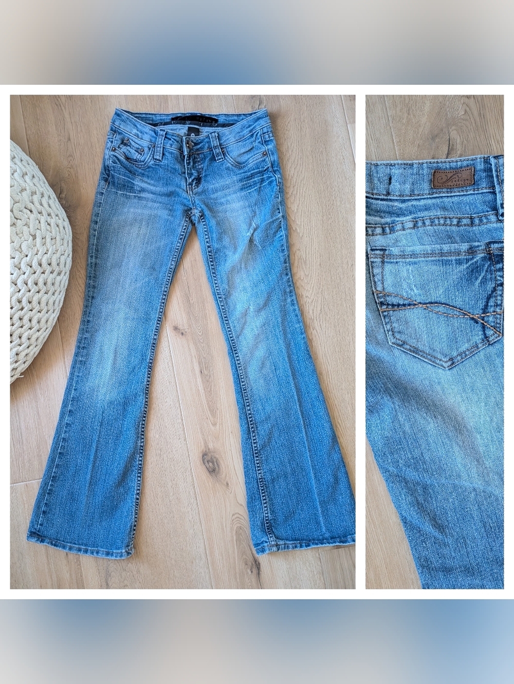 Y2K Refuge Medium Wash Low Rise Flare Distressed Stretch Jeans
